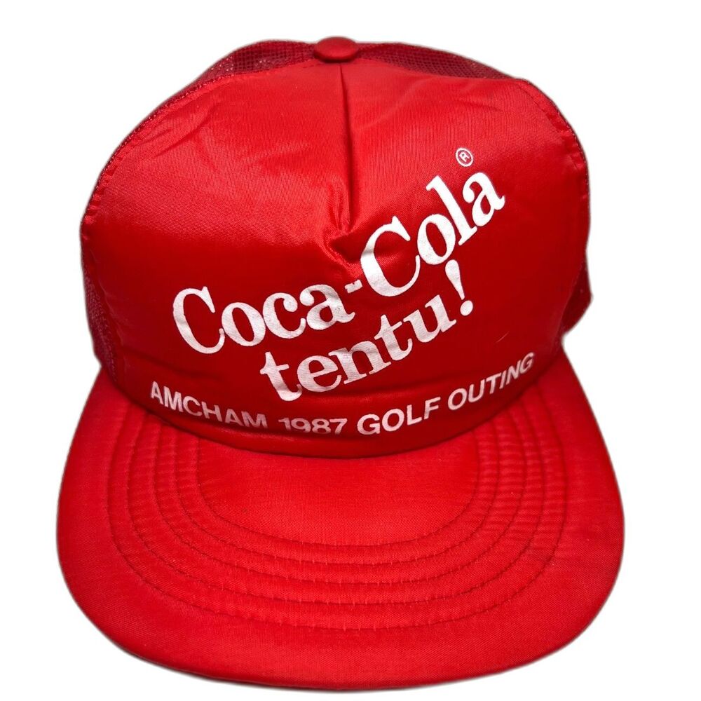 Rare 1987 Coca-Cola TENTU Indonesia AMCHAM Golf Outing Promo Trucker Hat
